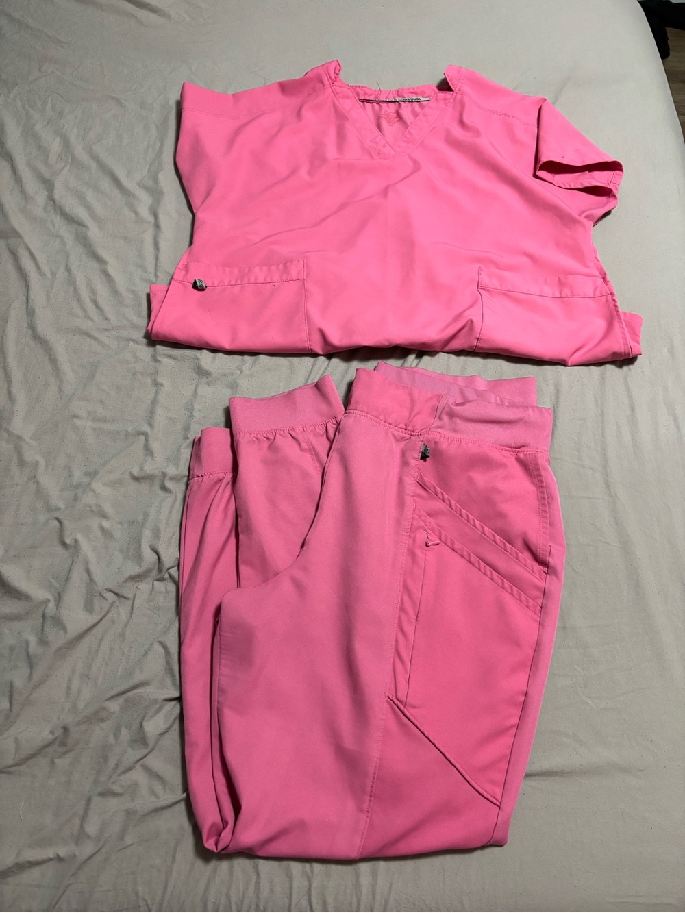 Women's Pink Scrub Pants & Top Set